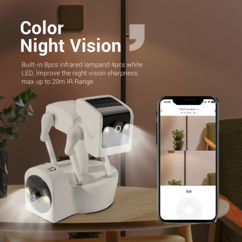 La caméra WiFi pour chien robot à double objectif ESCAM PT212 4MP prend en charge le stockage en nuage/audio bidirectionnel/vision nocturne, spécification : SE73031439-011